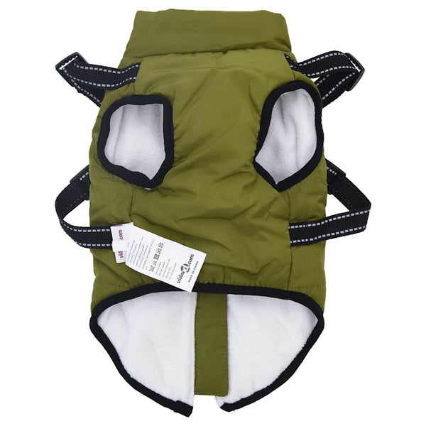 vidaXL Dog Coat Harness Waterproof Reflective Army Green L40