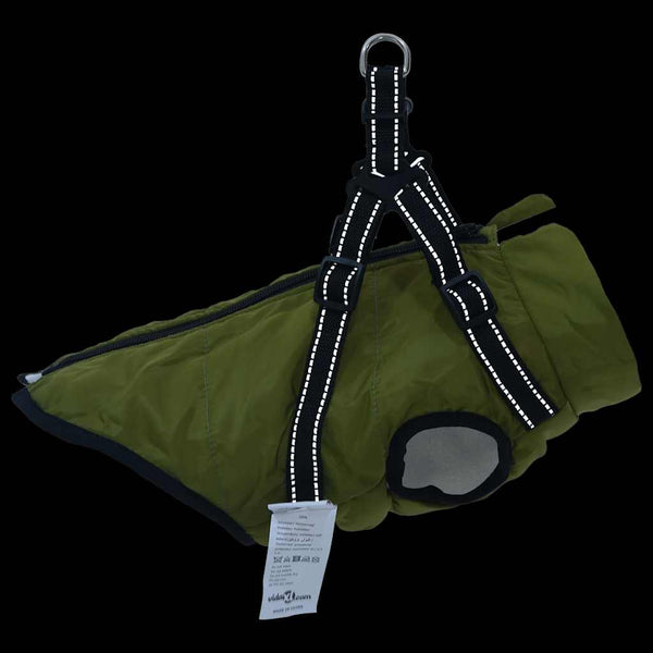 vidaXL Dog Coat Harness Waterproof Reflective Army Green L40