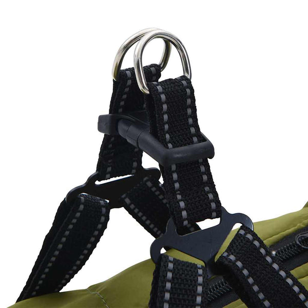 vidaXL Dog Coat Harness Waterproof Reflective Army Green L40
