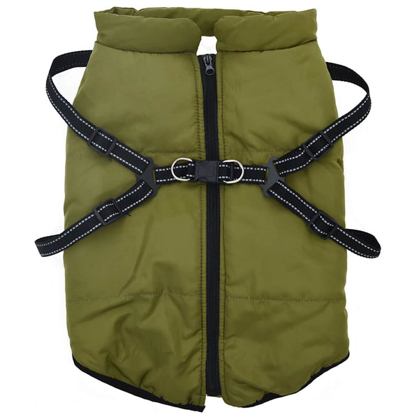 vidaXL Dog Coat Harness Waterproof Reflective Army Green L44