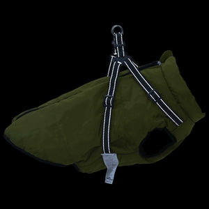 vidaXL Dog Coat Harness Waterproof Reflective Army Green L44