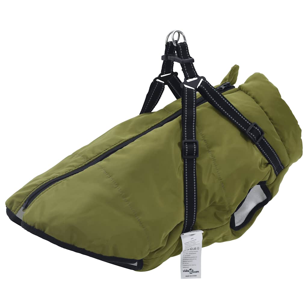 vidaXL Dog Coat Harness Waterproof Reflective Army Green L52