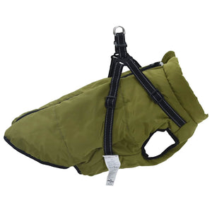 vidaXL Dog Coat Harness Waterproof Reflective Army Green L52