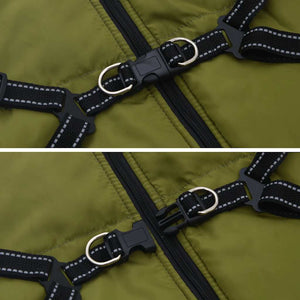 vidaXL Dog Coat Harness Waterproof Reflective Army Green L52