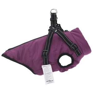 vidaXL Dog Coat with Harness Waterproof Reflective Purple L32