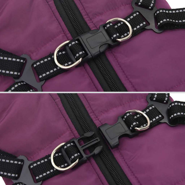 vidaXL Dog Coat with Harness Waterproof Reflective Purple L32