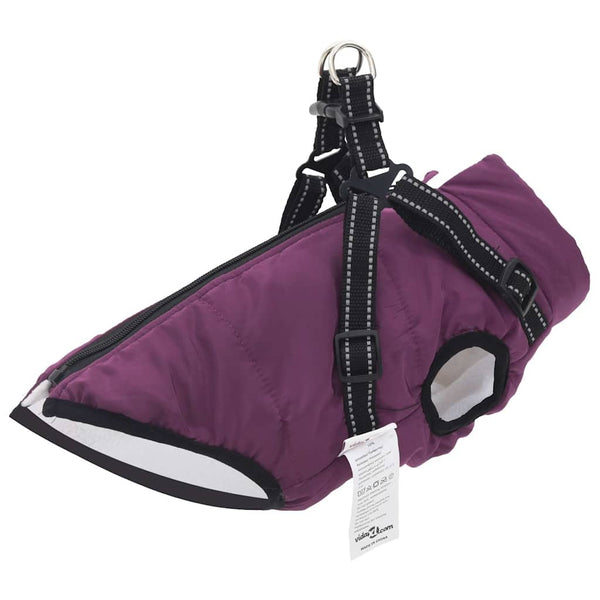 vidaXL Dog Coat with Harness Waterproof Reflective Purple L36