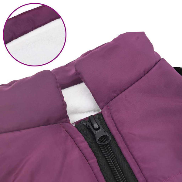 vidaXL Dog Coat with Harness Waterproof Reflective Purple L36