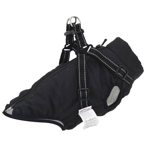 vidaXL Dog Coat with Harness Waterproof Reflective Black L24