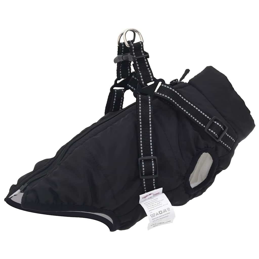 vidaXL Dog Coat with Harness Waterproof Reflective Black L24