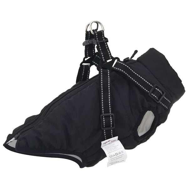vidaXL Dog Coat with Harness Waterproof Reflective Black L24