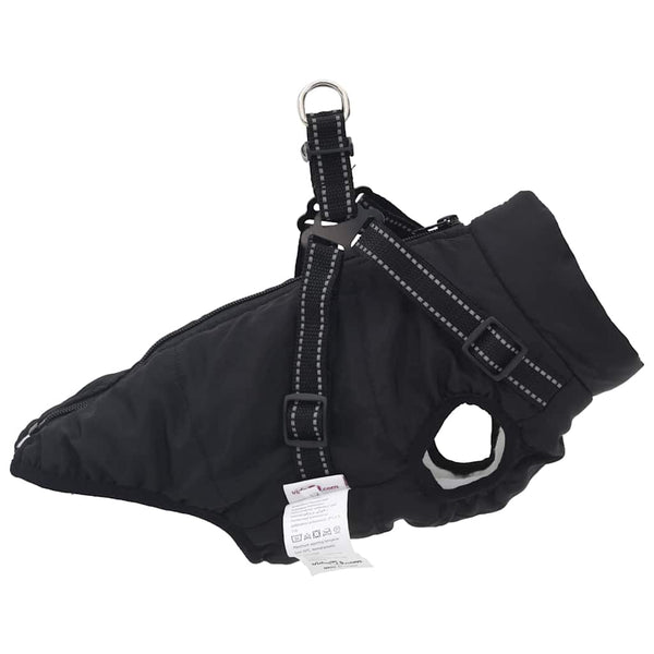 vidaXL Dog Coat with Harness Waterproof Reflective Black L24