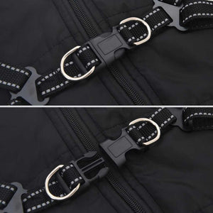 vidaXL Dog Coat with Harness Waterproof Reflective Black L24