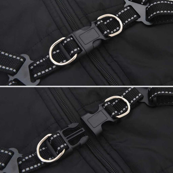 vidaXL Dog Coat with Harness Waterproof Reflective Black L24