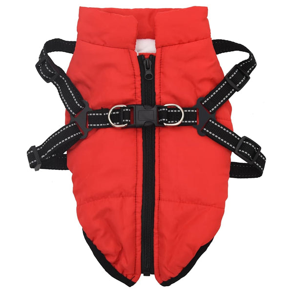 vidaXL Dog Coat with Harness Waterproof Reflective Red L28