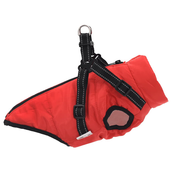 vidaXL Dog Coat with Harness Waterproof Reflective Red L28