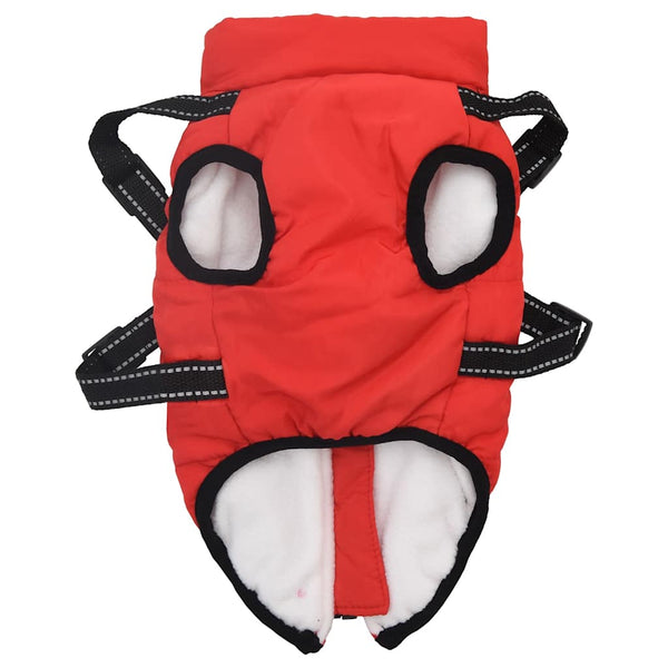 vidaXL Dog Coat with Harness Waterproof Reflective Red L28