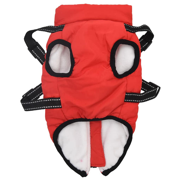 vidaXL Dog Coat with Harness Waterproof Reflective Red L40