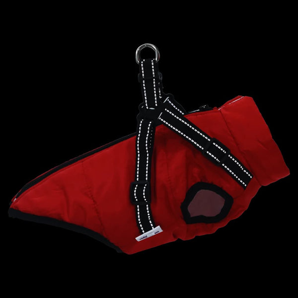 vidaXL Dog Coat with Harness Waterproof Reflective Red L40