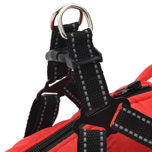 vidaXL Dog Coat with Harness Waterproof Reflective Red L40