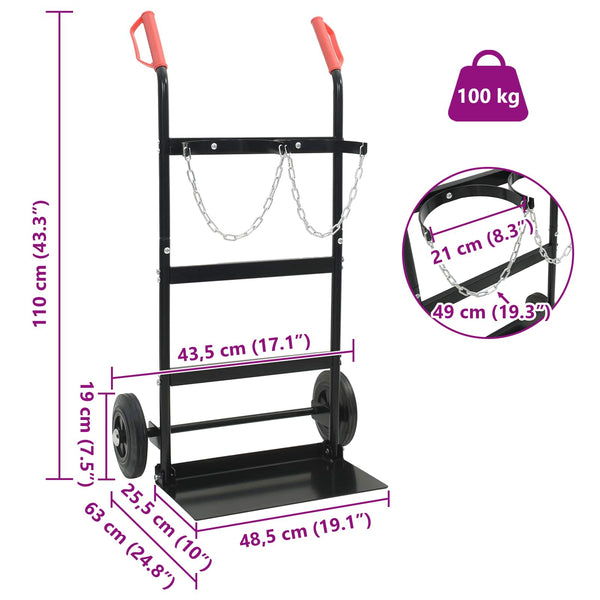 Handwagen Stahl Schwarz Rot 110 cm