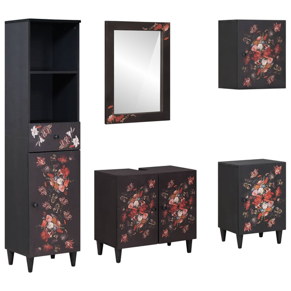 Badezimmerschrank Set Mango Massivholz 5-teilig