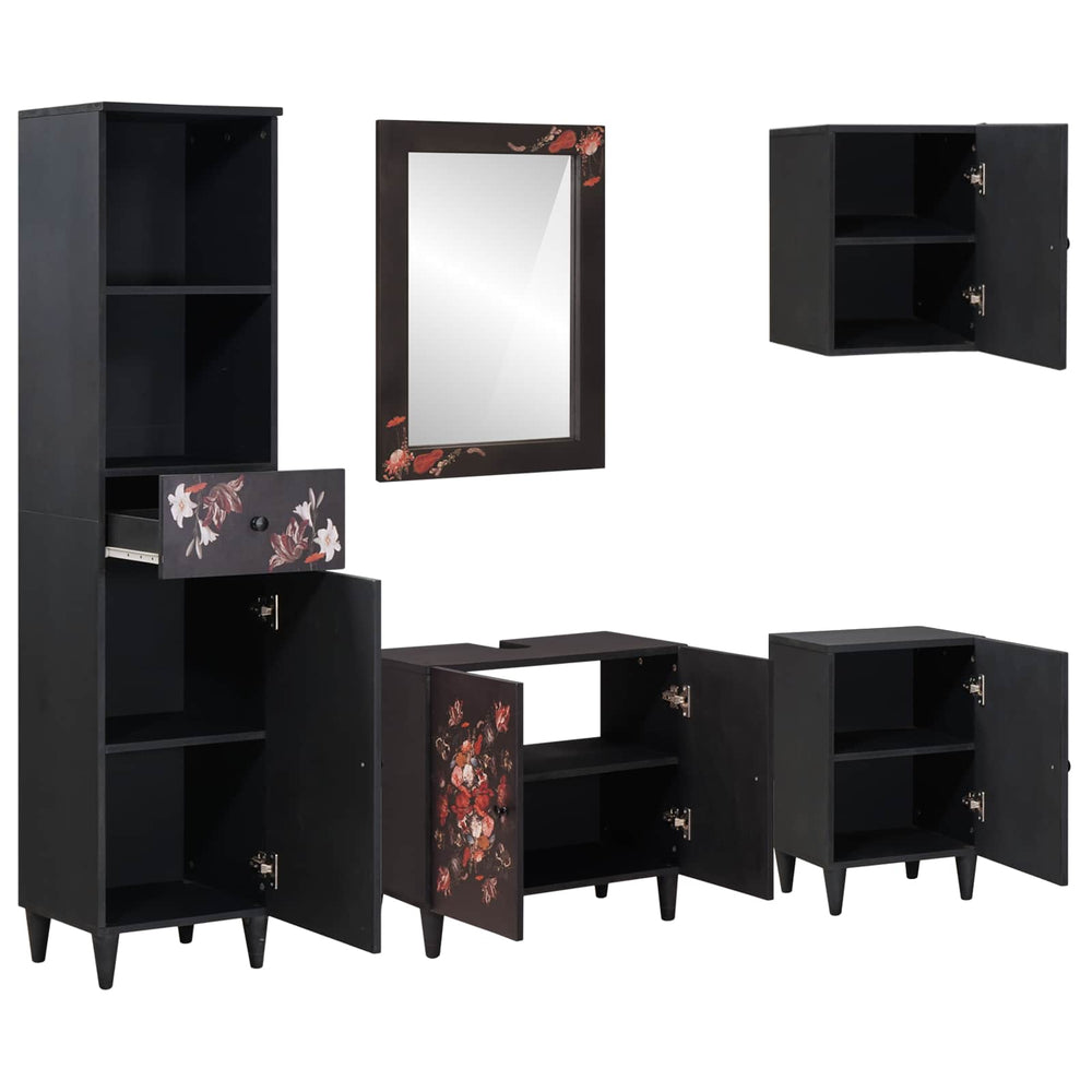 Badezimmerschrank Set Mango Massivholz 5-teilig