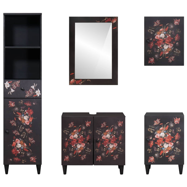 Badezimmerschrank Set Mango Massivholz 5-teilig