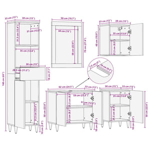 Badezimmerschrank Set Mango Massivholz 5-teilig
