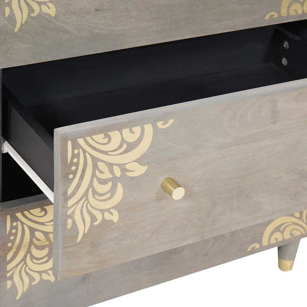 vidaXL Sideboard with Shelf 2 pcs Grey 60 x 33 x 75 cm Solid Mango Wood