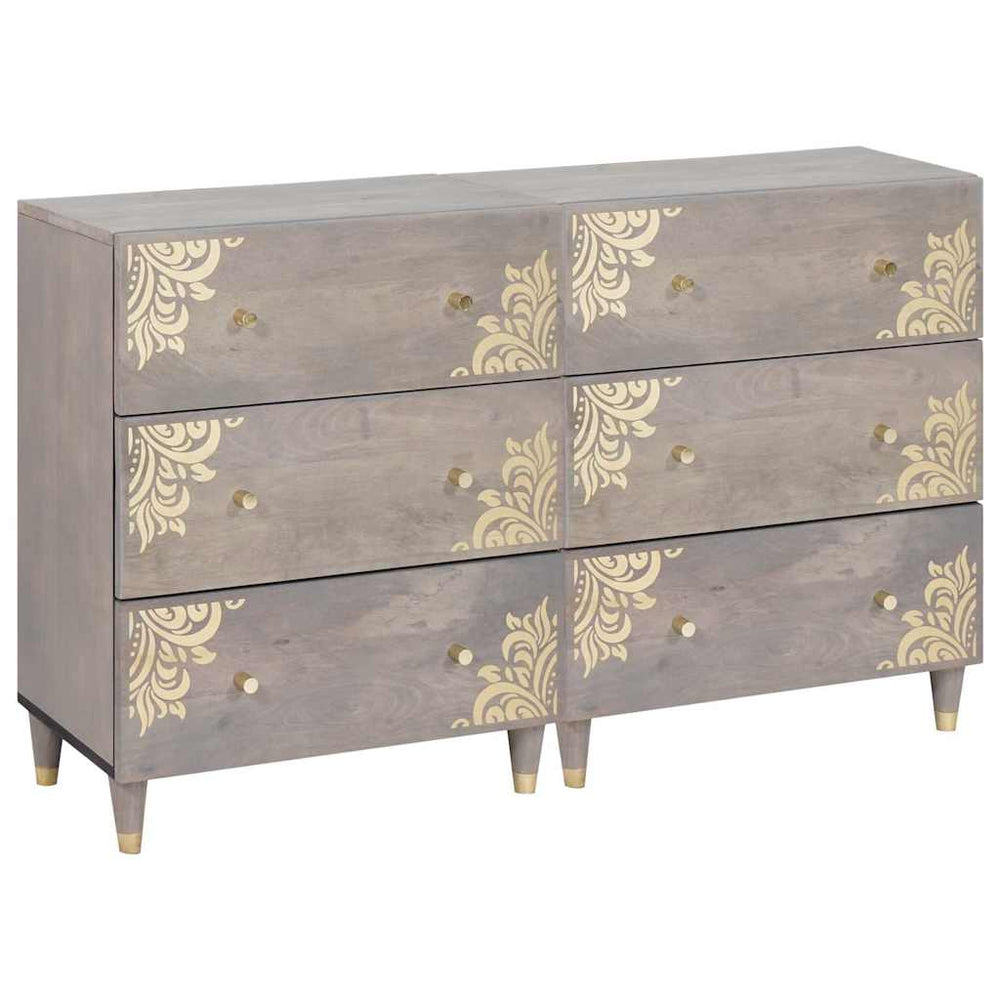 vidaXL Sideboard with Shelf 2 pcs Grey 60 x 33 x 75 cm Solid Mango Wood
