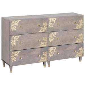 vidaXL Sideboard with Shelf 2 pcs Grey 60 x 33 x 75 cm Solid Mango Wood