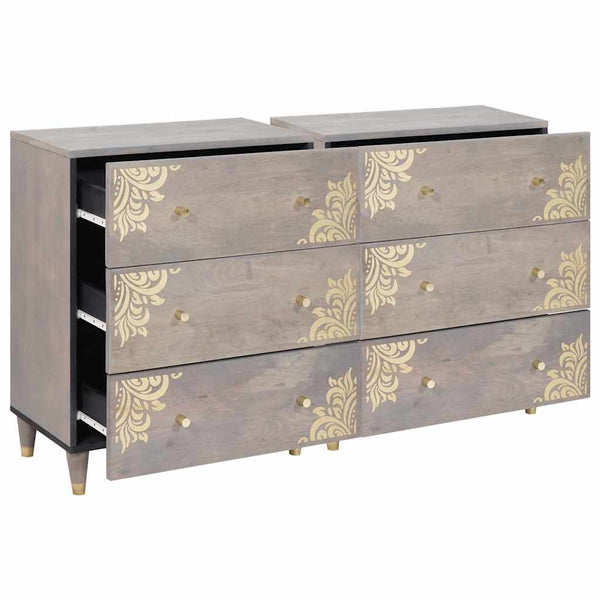 vidaXL Sideboard with Shelf 2 pcs Grey 60 x 33 x 75 cm Solid Mango Wood
