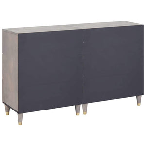 vidaXL Sideboard with Shelf 2 pcs Grey 60 x 33 x 75 cm Solid Mango Wood