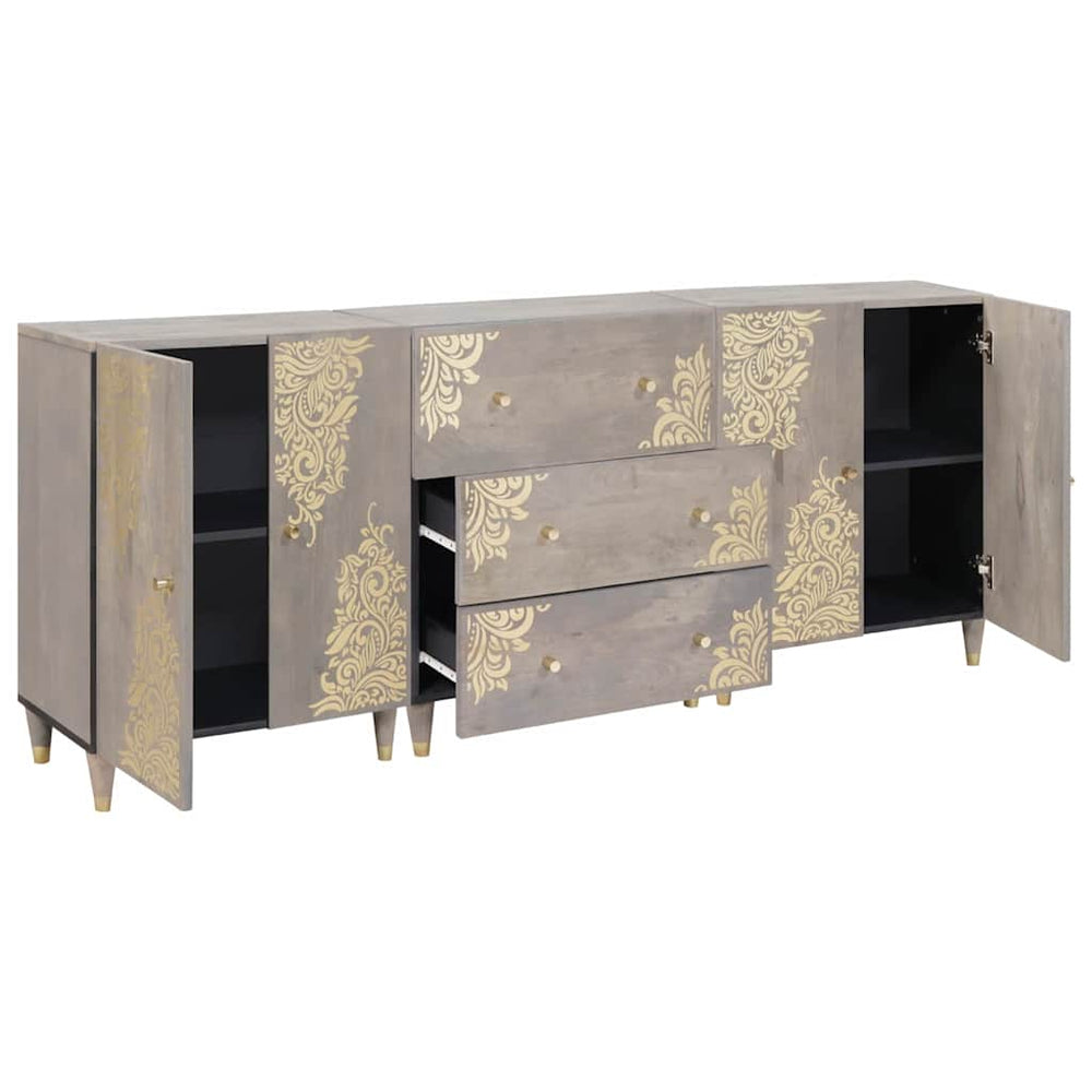 vidaXL Bathroom Cabinet Set 3 pcs Grey and Gold 180 x 33 x 75 cm