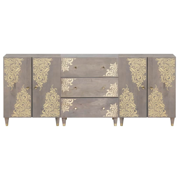 vidaXL Bathroom Cabinet Set 3 pcs Grey and Gold 180 x 33 x 75 cm