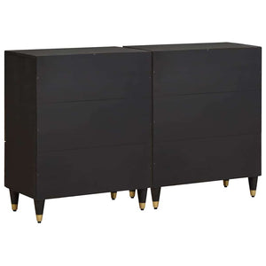 vidaXL Sideboard 2 pcs Black 60 x 33 x 75 cm Solid Mango Wood