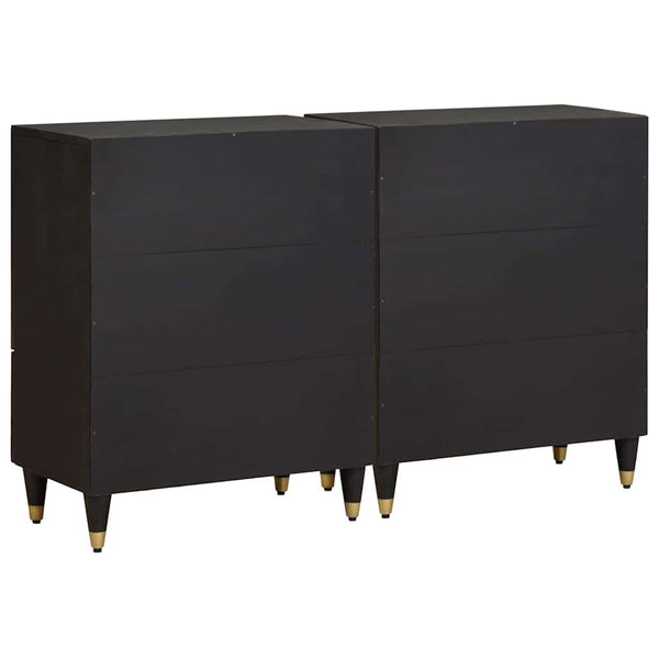 vidaXL Sideboard 2 pcs Black 60 x 33 x 75 cm Solid Mango Wood