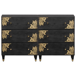 vidaXL Sideboard 2 pcs Black 60 x 33 x 75 cm Solid Mango Wood