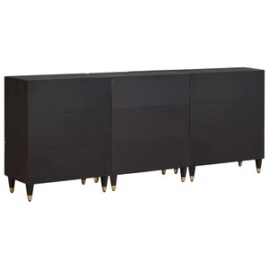 vidaXL Bathroom Cabinet Set with Shelf 3 pcs Black 180 x 33 x 75 cm