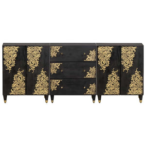 vidaXL Bathroom Cabinet Set with Shelf 3 pcs Black 180 x 33 x 75 cm