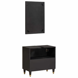 vidaXL Bathroom Cabinet Set with Door 2 pcs Black Solid Mango Wood