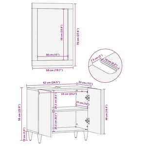 vidaXL Bathroom Cabinet Set with Door 2 pcs Black Solid Mango Wood