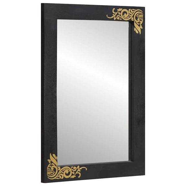 vidaXL Bathroom Cabinet Set with Door 3 pcs Black Solid Mango Wood