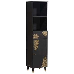 vidaXL Bathroom Cabinet Set with Door 4 pcs Black Solid Mango Wood