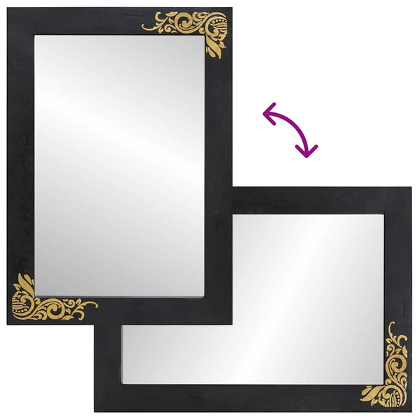 vidaXL Bathroom Cabinet Set with Door 4 pcs Black Solid Mango Wood