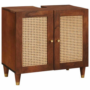 vidaXL Bathroom Cabinet Set 4 Pieces Brown and Black Solid Mango Wood