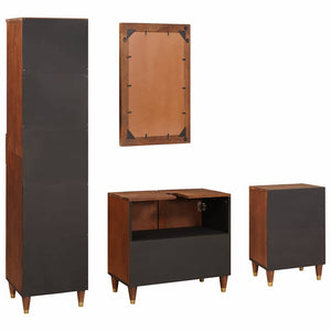 vidaXL Bathroom Cabinet Set 4 Pieces Brown and Black Solid Mango Wood