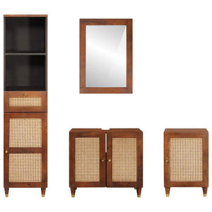 vidaXL Bathroom Cabinet Set 4 Pieces Brown and Black Solid Mango Wood