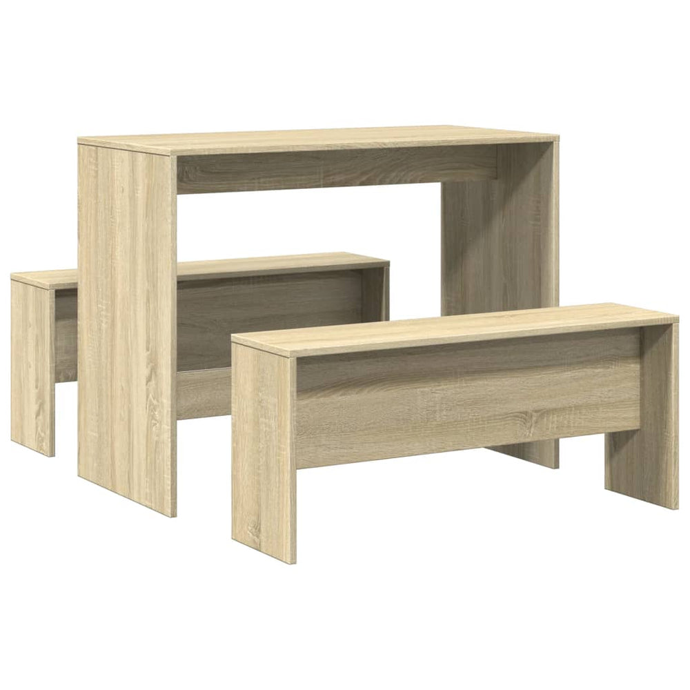 vidaXL 3-Piece Dining Table and Bench Set Sonoma Oak Engineered Wood